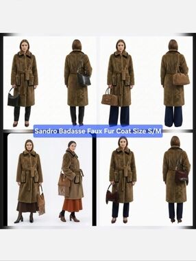 Sandro Badasse Faux Fur Coat Size S/M